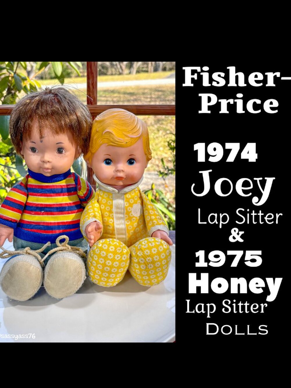 ⭐️HP⭐️VTG▪️FISHER-PRICE▪️1974 JOEY Lap Sitter & 1985 HONEY Lip Sitter Dolls Toys